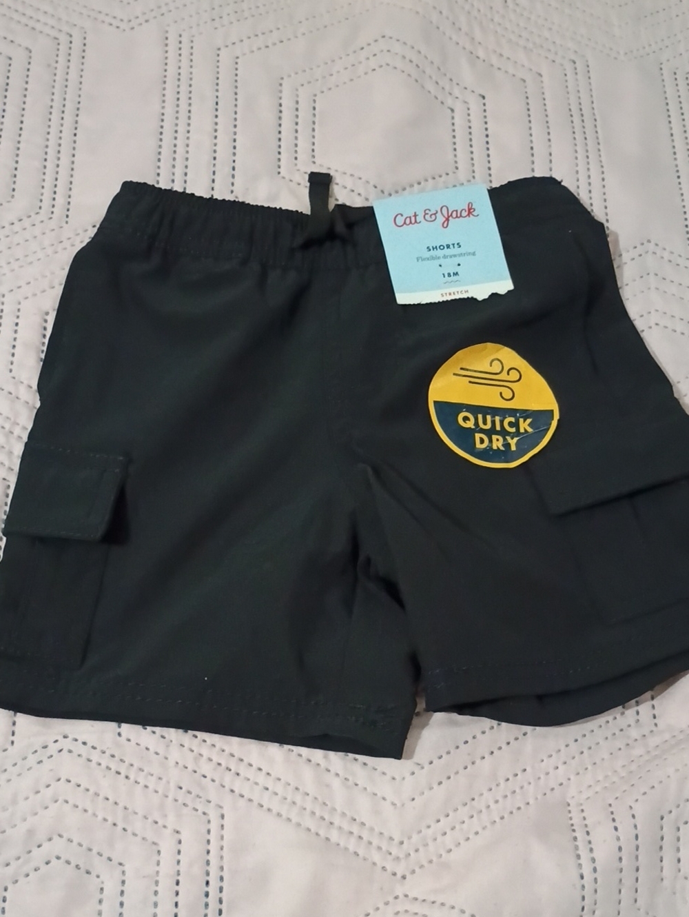 Cat & Jack Boys' Black Quick-Dry Cargo Shorts 18 Months